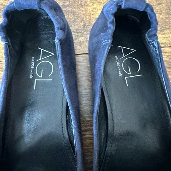 AGL Studded Blue Suede Pointed Toe Flats 40 1/2 US 10.5 EUC - Picture 7 of 9